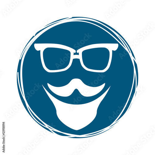 hipster manblue tone emblem icon image vector illustration design 
