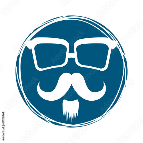 hipster manblue tone emblem icon image vector illustration design 