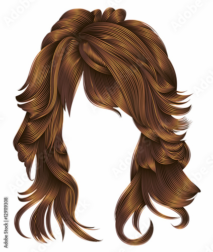  trendy woman long hairs red  colors .  beauty fashion .  realistic 3d 
