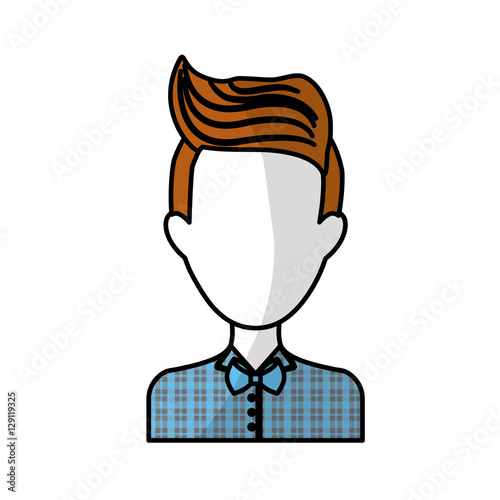 man face with hipster hairstyle over white background. colorful design. vector illustration