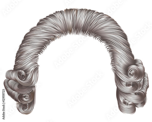 Fotografie, Obraz man wig gray hair curls. medieval style rococo