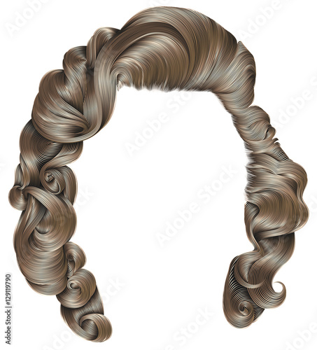 trendy woman hairs   blond colors . beauty fashion . retro style curls . realistic 3d .