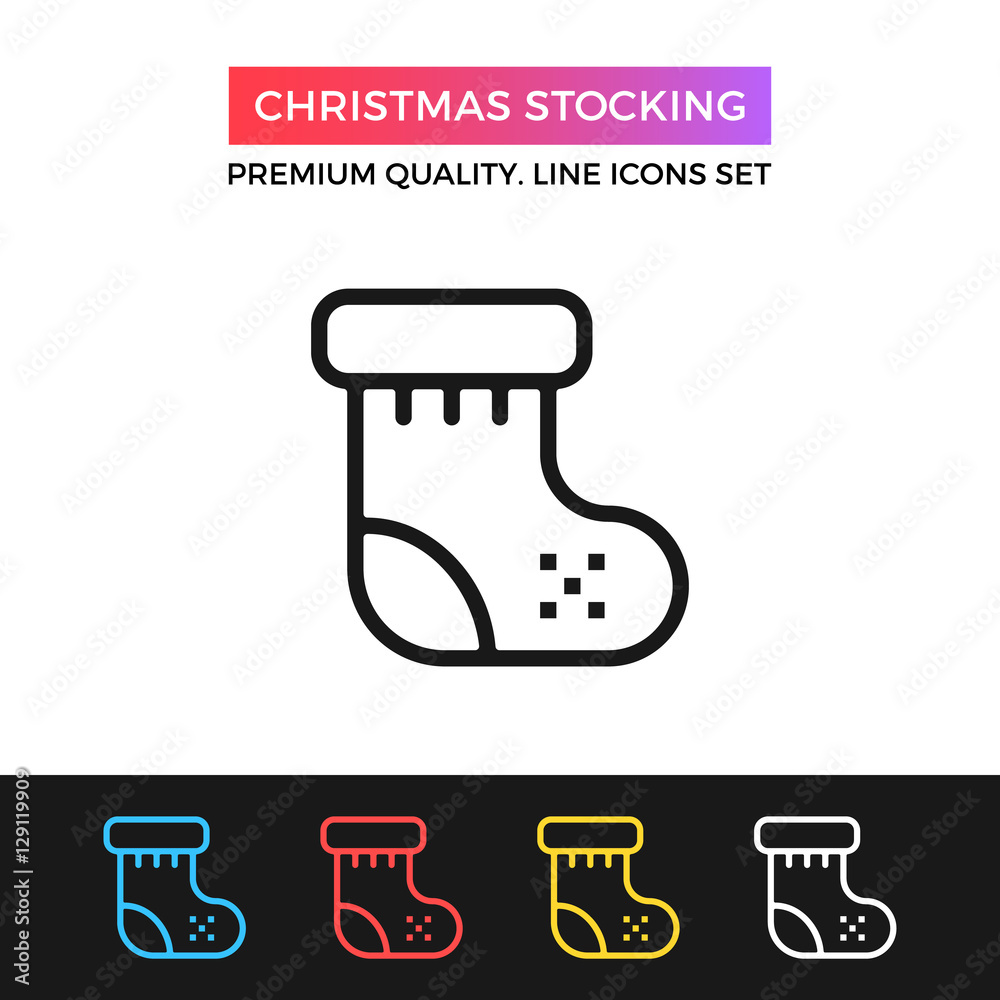 Vector Christmas stocking icon. Thin line icon Vector Christmas stocking icon. Thin line icon