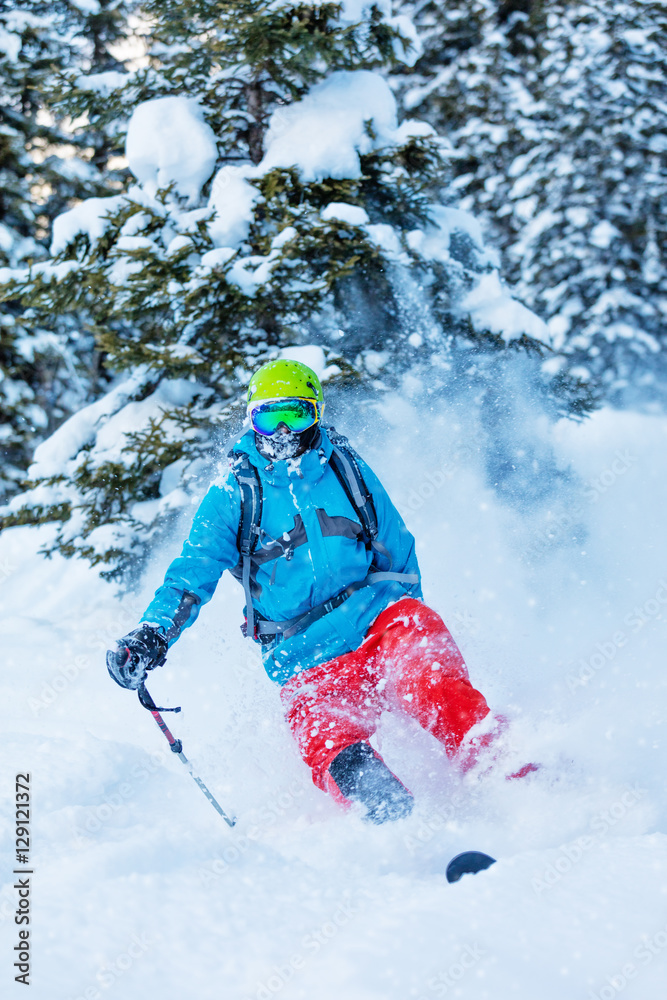Freeze motion of freerider in deep powder snow Freeze motion of freerider in deep powder snow
