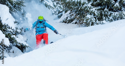 Freeze motion of freerider in deep powder snow