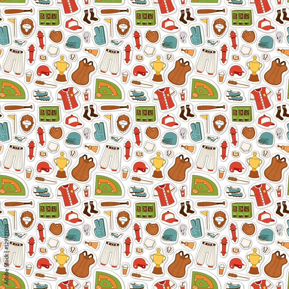 Baseball seamless pattern vector. Stock Vector | Adobe Stock