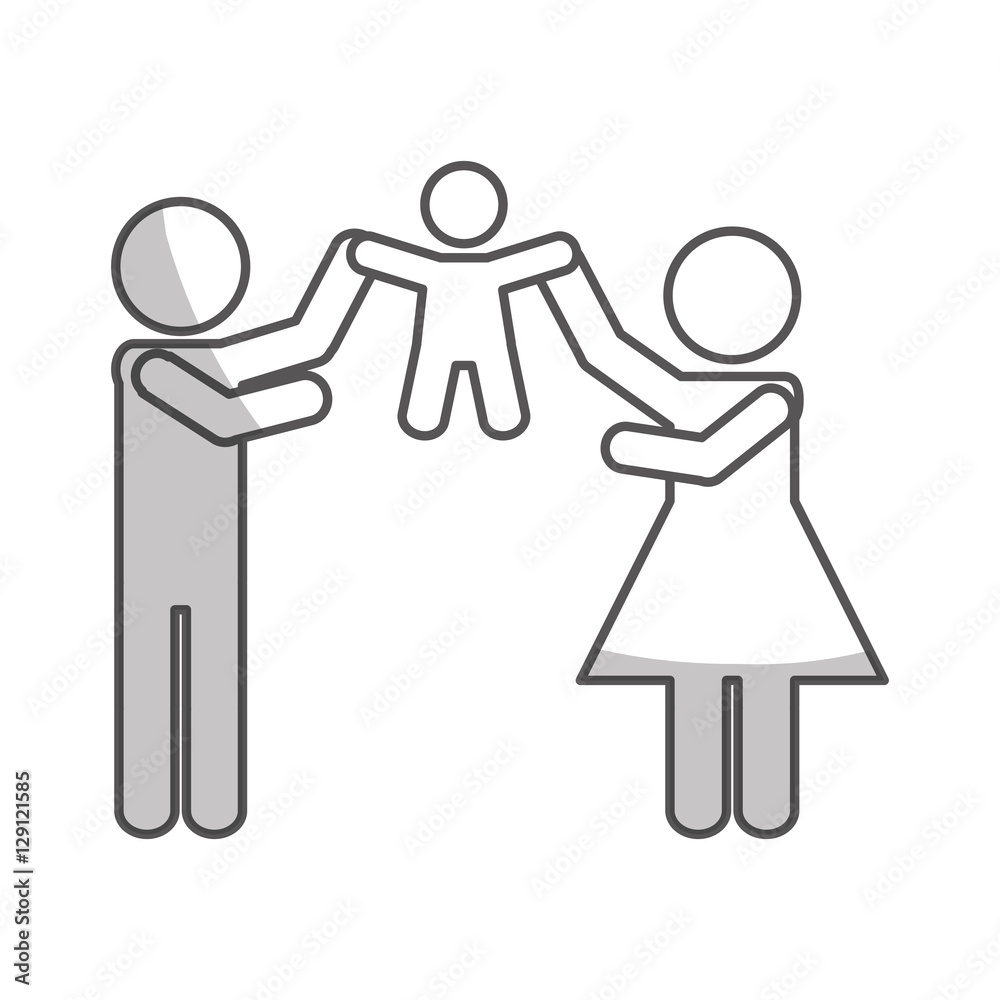 family of parents and kid icon over white background. pictogram design. vector illustration family of parents and kid icon over white background. pictogram design. vector illustration