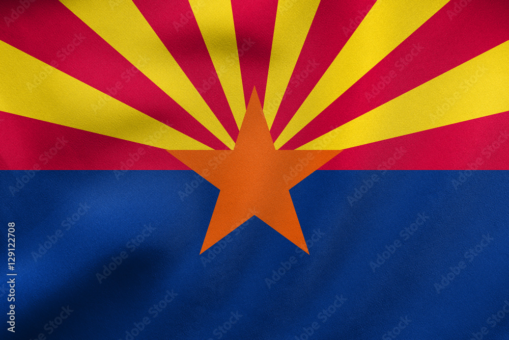 Fototapeta premium Flag of Arizona waving, real fabric texture