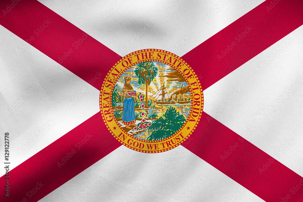 Obraz premium Flag of Florida waving, real fabric texture