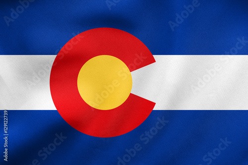 Flag of Colorado waving, real fabric texture