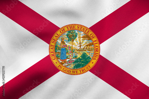 Flag of Florida waving, real fabric texture