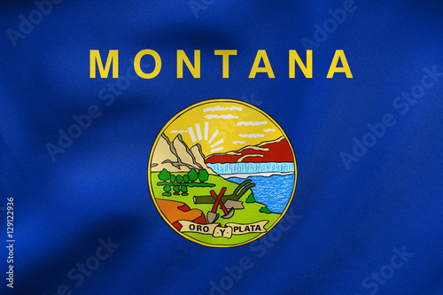 Flag of Montana waving, real fabric texture