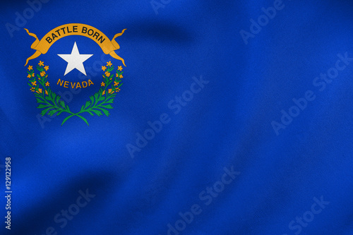 Flag of Nevada waving, real fabric texture