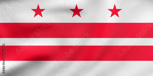 Flag of Washington, D.C. wavy, real fabric texture