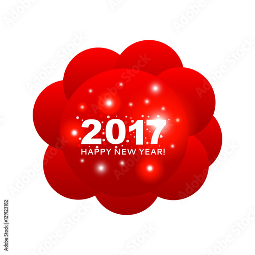 Happy New Year 2017 congratulation on the red circles make up a