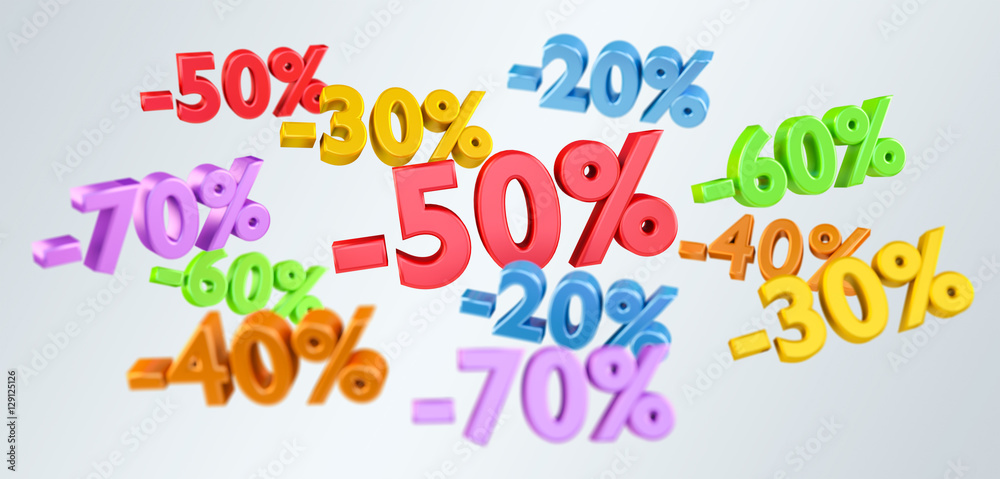 Sales icons floating in the air 3D rendering Sales icons floating in the air 3D rendering