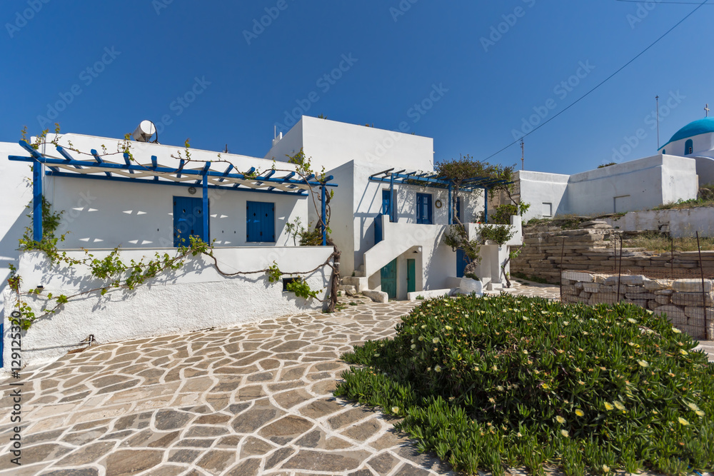 Fototapeta premium Typical street in town of Parakia, Paros island, Cyclades, Greece