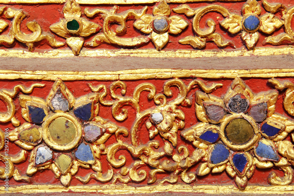 Traditional Thai style pattern decorative, stucco gold paint in