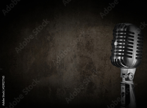 Grunge old retro microphone background