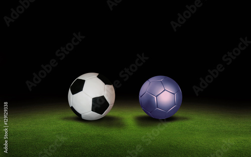 Soccer ball on a soccer field © Psychorj