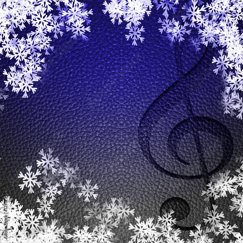 Music snowflakes Leather background