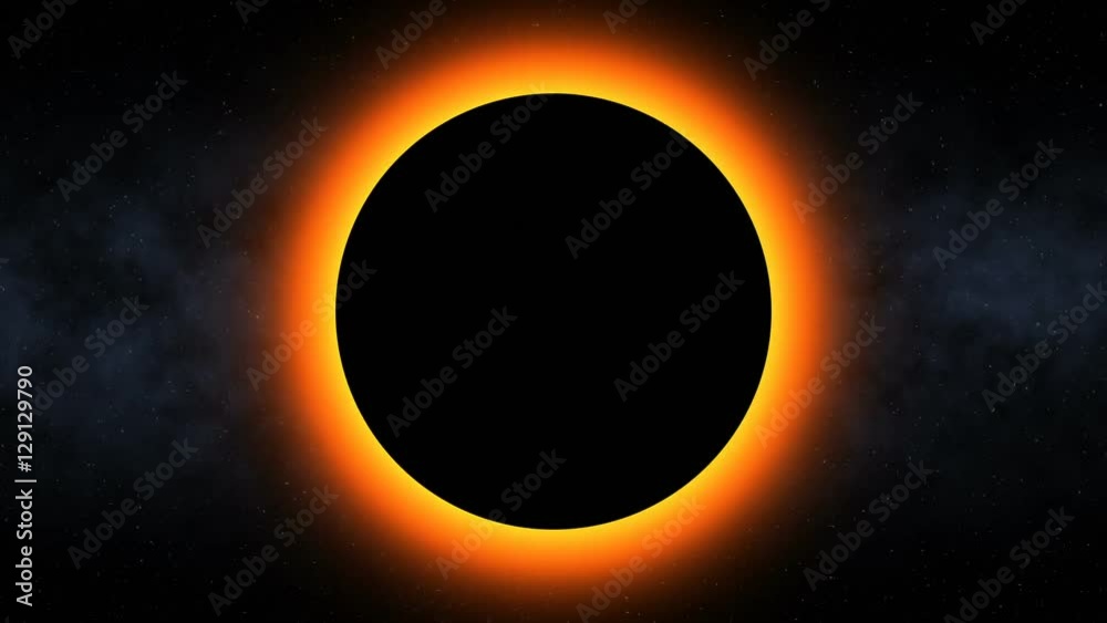Fiery Solar Eclipse (60fps). Seamless loop of a solar eclipse causing the planet to go into silhouette against a star field background.