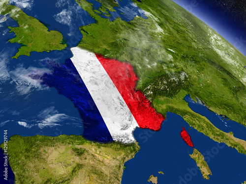 France with embedded flag on Earth