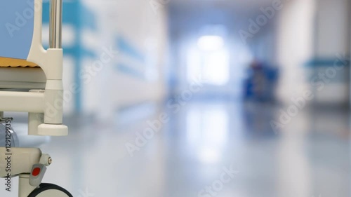 Medical Staff at the Hospital's Corridor. Blurred background. Timelapse