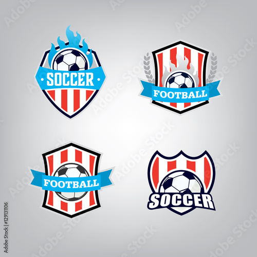 Soccer Logo Design Template set l Football badge team identity c