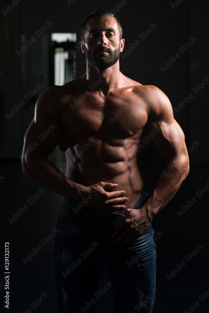 Sexy Latin Man Posing In Gym