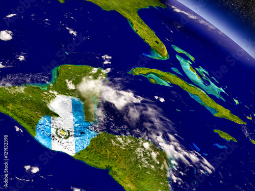 Guatemala with embedded flag on Earth