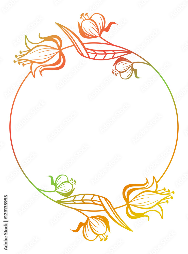 Beautiful round floral frame with gradient fill. Beautiful round floral frame with gradient fill.