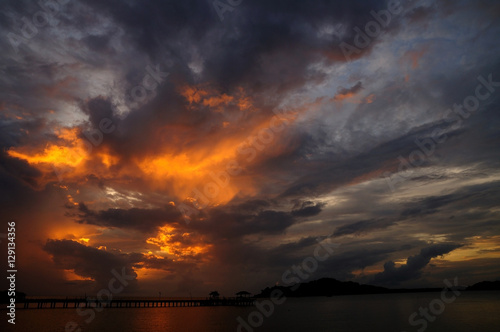 Beautiful Sunset on beach in twilight time