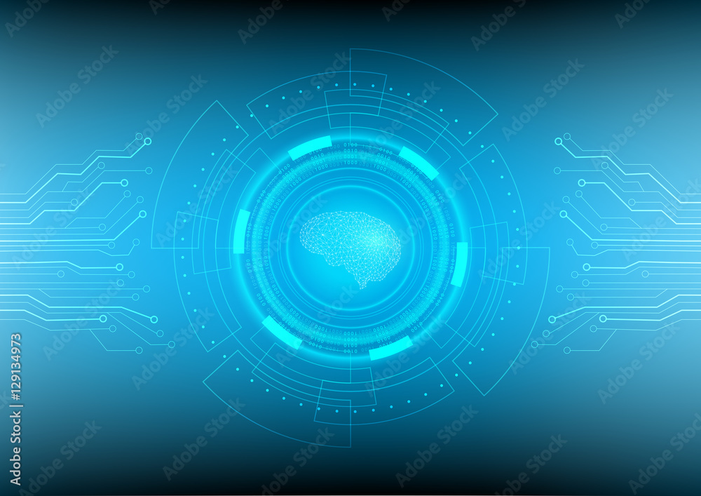 Abstract digital and technology background. Artificial Intelligence with the circuit design.