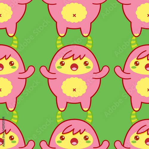 Seamless pattern with cute yeti. Vector illustration