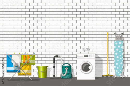 Illustration of different household utensils