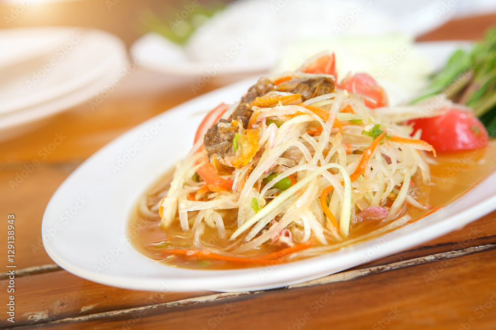 Famous Thai food, Papaya salad or what we called 