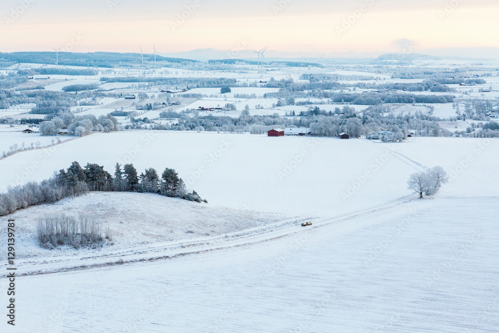 View of rural landscape in winter