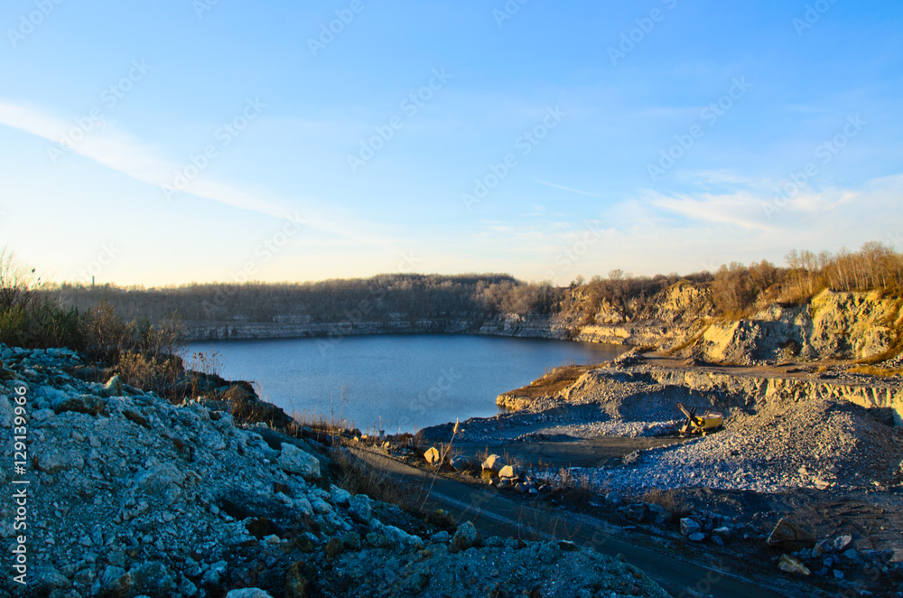View on a lake in granite quarry