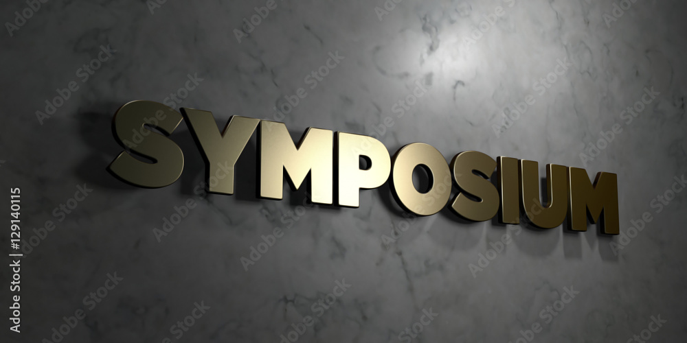 Ταπετσαρία Symposium - Gold text on black background - 3D rendered royalty free stock picture