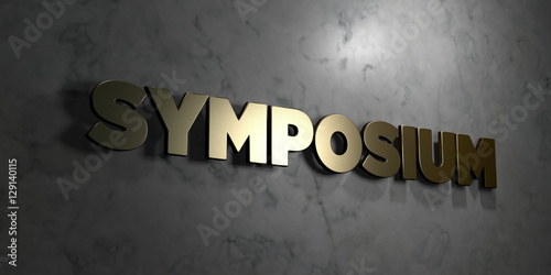 Symposium - Gold text on black background - 3D rendered royalty free stock picture. This image can be used for an online website banner ad or a print postcard. photo