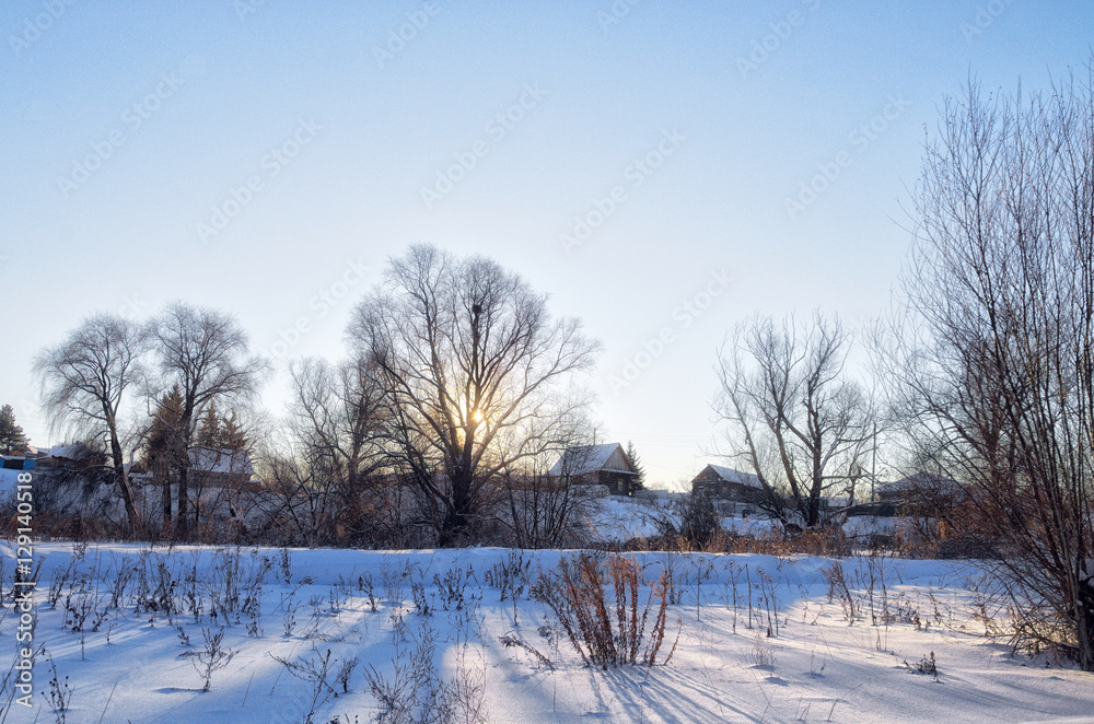 a sunny day in winter village a sunny day in winter village