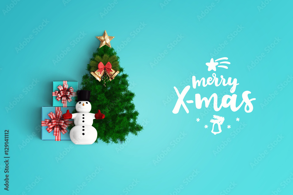 merry christmas and chirstmas tree on color background merry christmas and chirstmas tree on color background