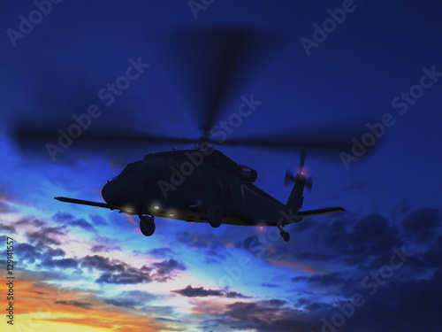 Fototapeta Naklejka Na Ścianę i Meble -  3d rendering of helicopter UH-60 
