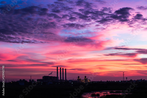 evening  sky  in industrial area