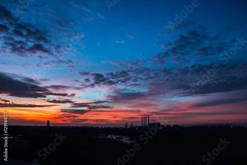 evening sky in industrial area