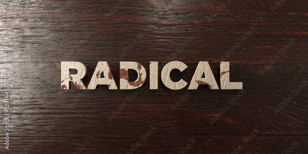 Fototapeta premium Radical - grungy wooden headline on Maple - 3D rendered royalty free stock image. This image can be used for an online website banner ad or a print postcard.