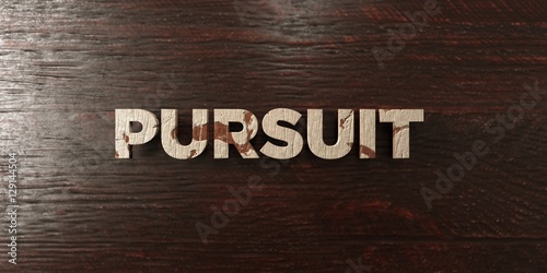 Pursuit - grungy wooden headline on Maple  - 3D rendered royalty free stock image. This image can be used for an online website banner ad or a print postcard.