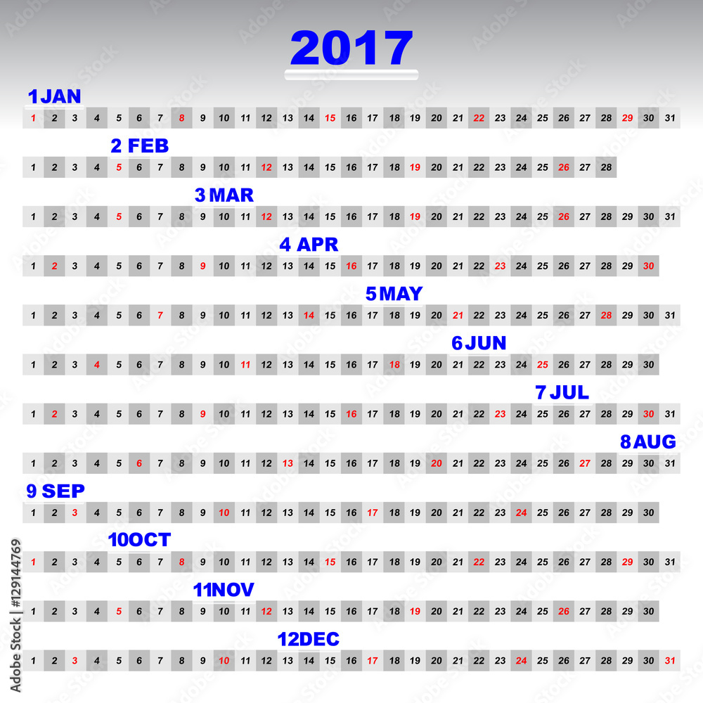 Design 2017 calendar simple template 12 months