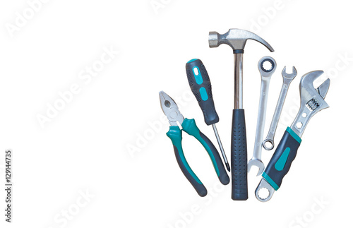 Set of tools isolated on white background.